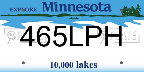 465LPH Minnesota License Plate