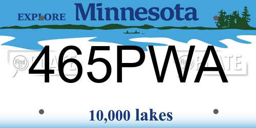 465PWA Minnesota License Plate
