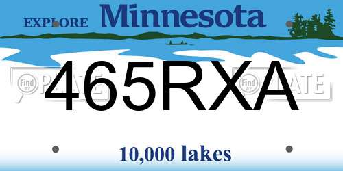 465RXA Minnesota License Plate
