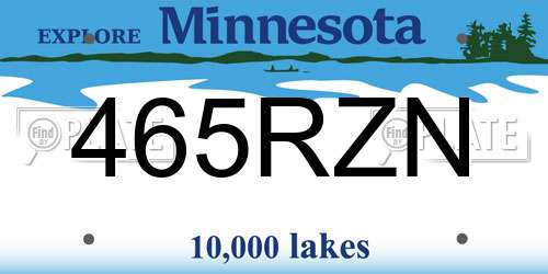 465RZN Minnesota License Plate