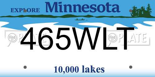 465WLT Minnesota License Plate