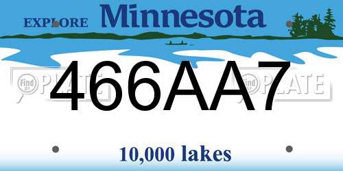 466AA7 Minnesota License Plate