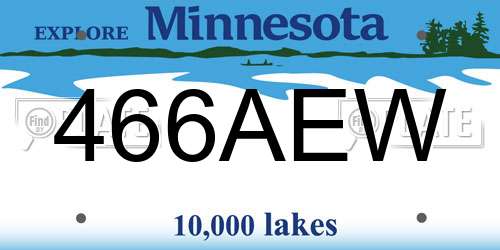 466AEW Minnesota License Plate