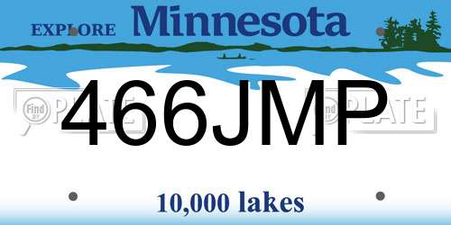 466JMP Minnesota License Plate