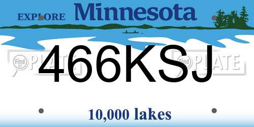 466KSJ Minnesota License Plate