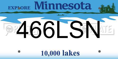 466LSN Minnesota License Plate