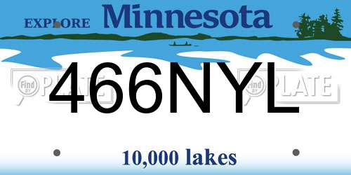 466NYL Minnesota License Plate