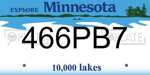 466PB7 Minnesota License Plate