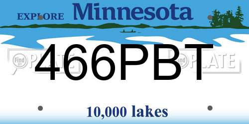 466PBT Minnesota License Plate