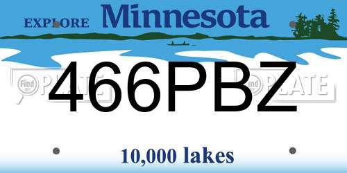 466PBZ Minnesota License Plate