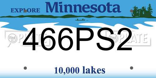 466PS2 Minnesota License Plate