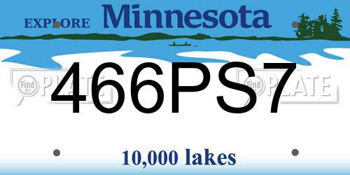 466PS7 Minnesota License Plate