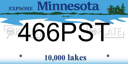 466PST Minnesota License Plate