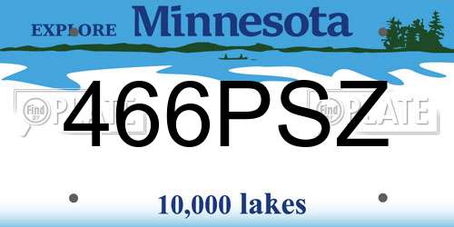 466PSZ Minnesota License Plate