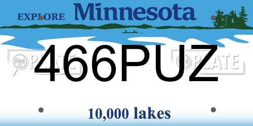 466PUZ Minnesota License Plate