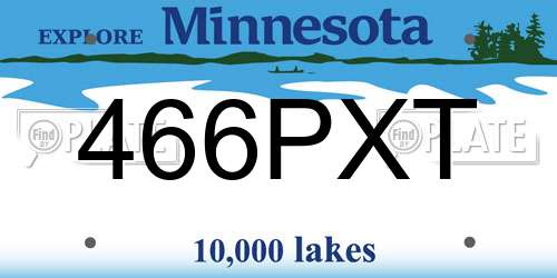 466PXT Minnesota License Plate
