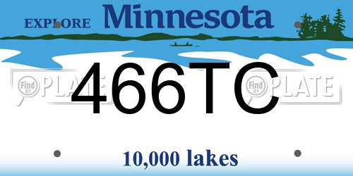 466TC Minnesota License Plate
