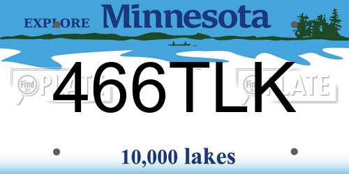 466TLK Minnesota License Plate