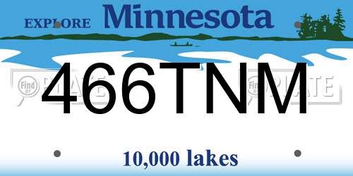 466TNM Minnesota License Plate