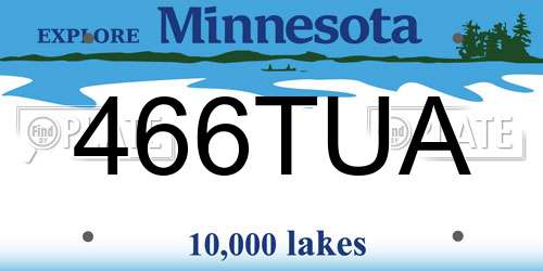 466TUA Minnesota License Plate