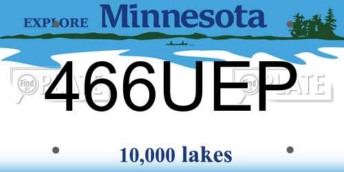 466UEP Minnesota License Plate