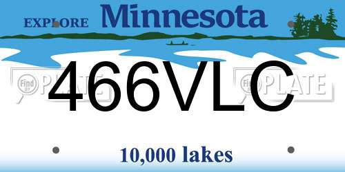 466VLC Minnesota License Plate