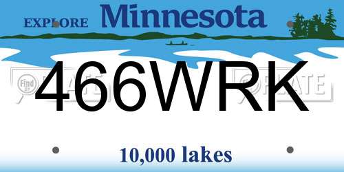 466WRK Minnesota License Plate