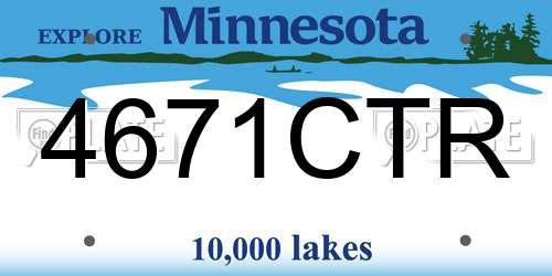 4671CTR Minnesota License Plate