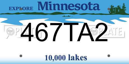 467TA2 Minnesota License Plate