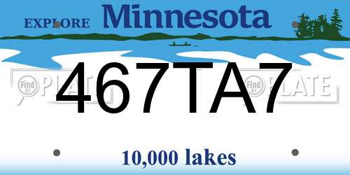467TA7 Minnesota License Plate