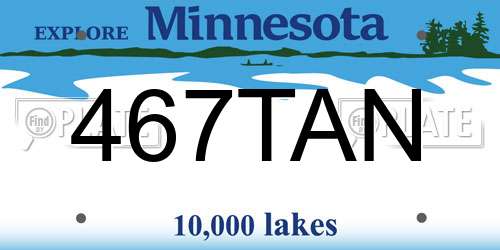 467TAN Minnesota License Plate