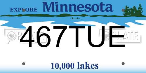 467TUE Minnesota License Plate