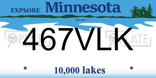 467VLK Minnesota License Plate