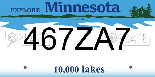 467ZA7 Minnesota License Plate