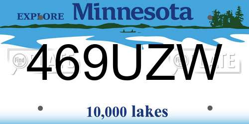 469UZW Minnesota License Plate