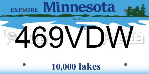 469VDW Minnesota License Plate