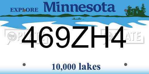 469ZH4 Minnesota License Plate