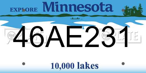 46AE231 Minnesota License Plate