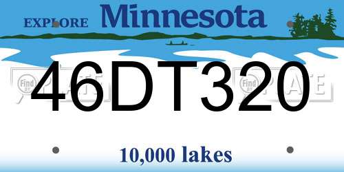 46DT320 Minnesota License Plate