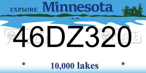 46DZ320 Minnesota License Plate