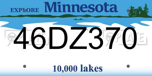 46DZ370 Minnesota License Plate