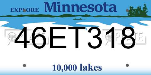46ET318 Minnesota License Plate