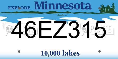 46EZ315 Minnesota License Plate
