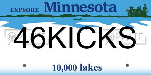 46KICKS Minnesota License Plate