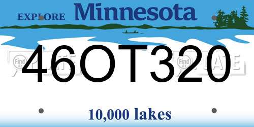 46OT320 Minnesota License Plate