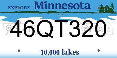 46QT320 Minnesota License Plate