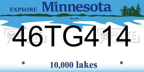 46TG414 Minnesota License Plate