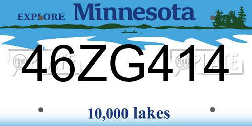 46ZG414 Minnesota License Plate