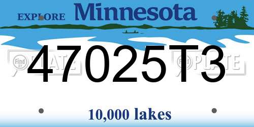 47025T3 Minnesota License Plate