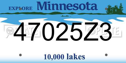 47025Z3 Minnesota License Plate